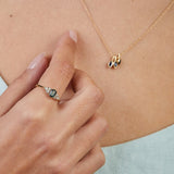 Iris design with Sapphire and Natural Diamonds