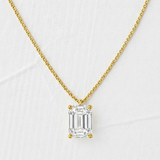 Star design Necklace with Emerald Cut Lab Diamond