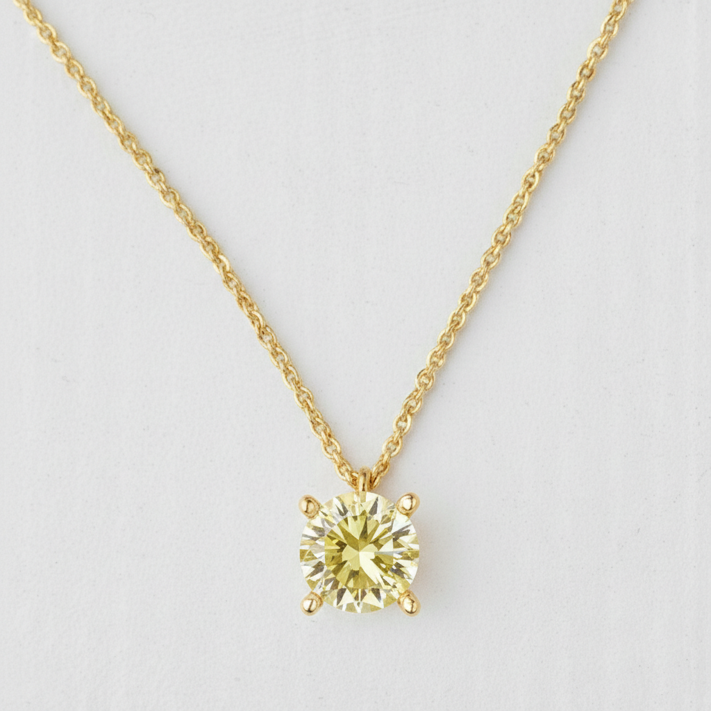 Star design Necklace with Round Cut Fancy Lab Diamond