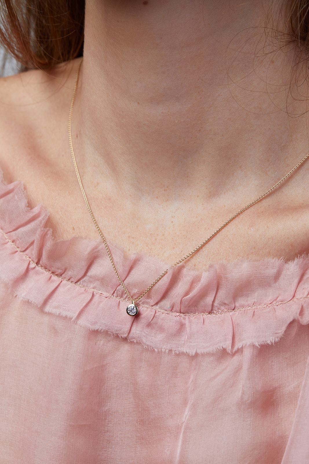 The Marganite necklace is studded with a natural diamond