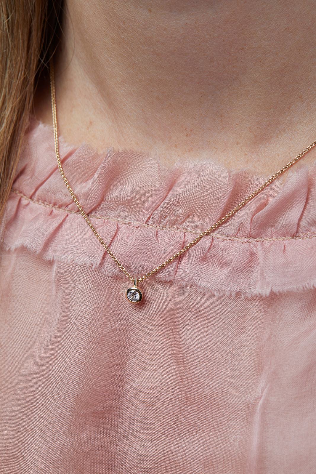 The Marganite necklace is studded with a natural diamond