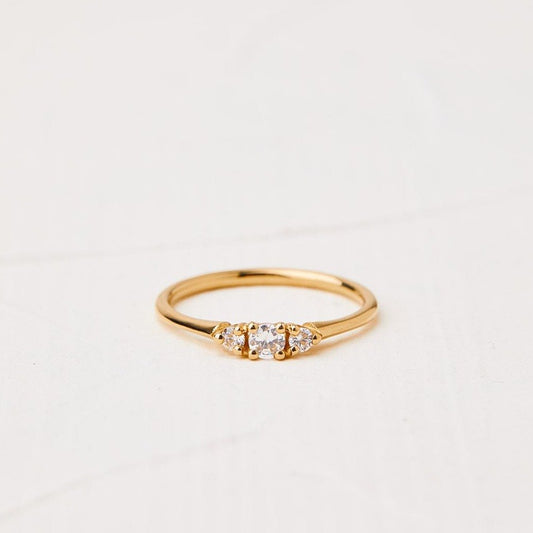 טבעת כלניות יהלומים טבעיים עם אבן מרכזית עשר נקודות