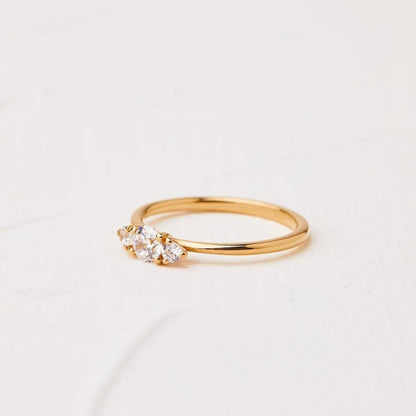 Tulip ring studded with natural diamonds