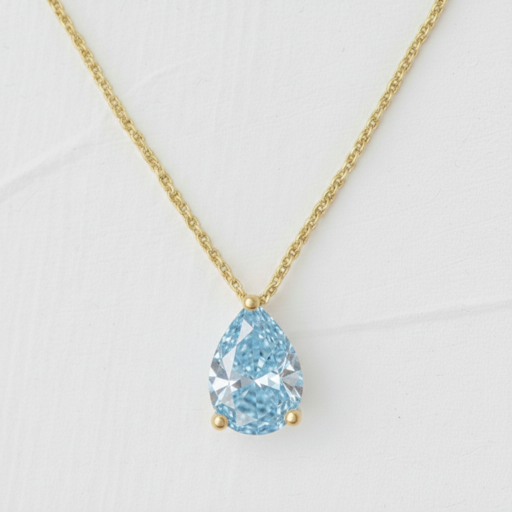 Star design Necklace with Pear Cut Fancy Lab Diamond