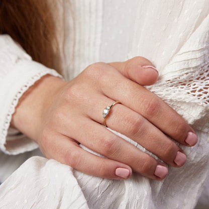 Tulip ring studded with natural diamonds