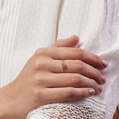 Tulip ring studded with natural diamonds