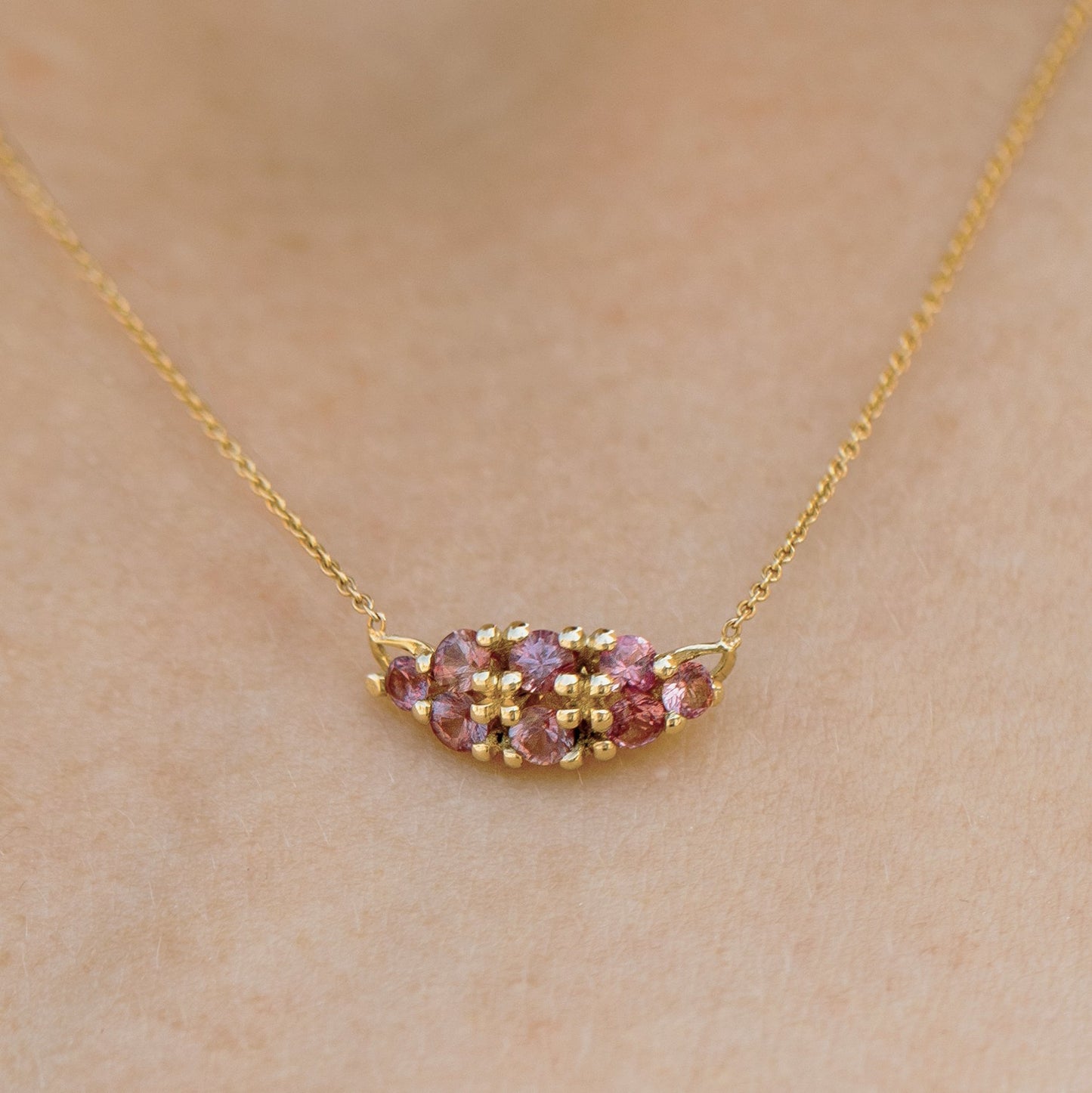 Orchid necklace with pink sapphires