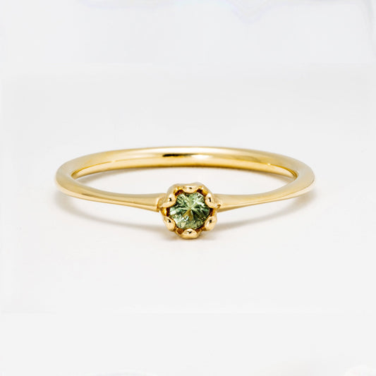 טבעת זהב ארטישוק עם אבן ספיר