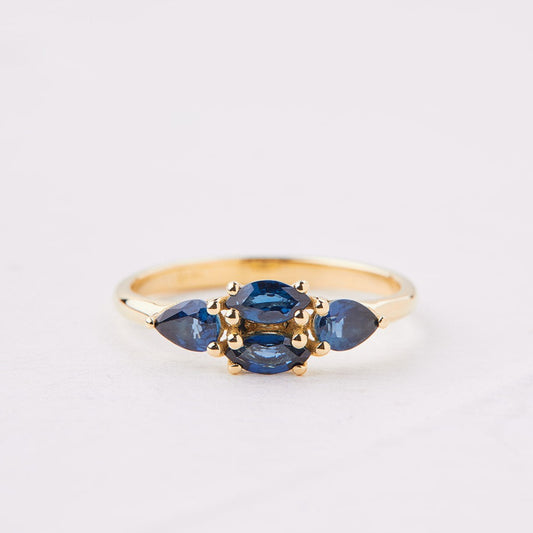 Mondrian ring set with blue sapphire stones