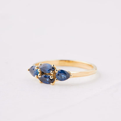 Mondrian ring set with blue sapphire stones