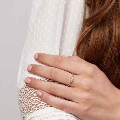 The woodland peony ring is studded with laboratory diamonds