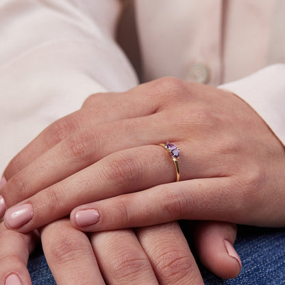 Miro ring set with purple sapphires